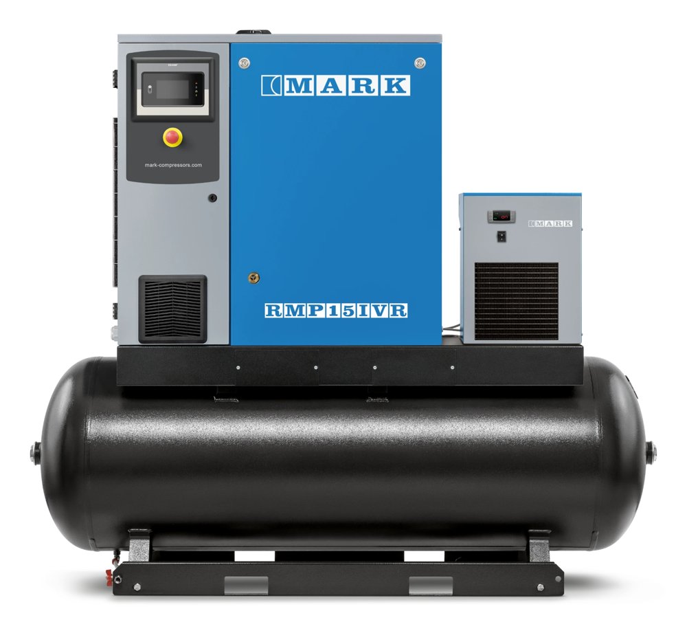 Schraubenkompressor mit Behälter und Trockner